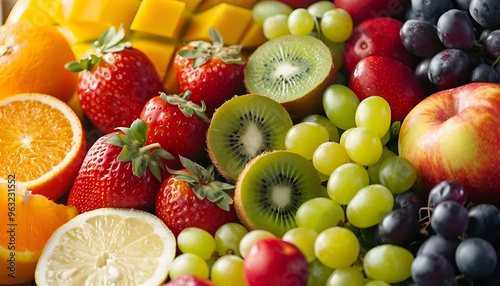 Assortment of juicy fruits background