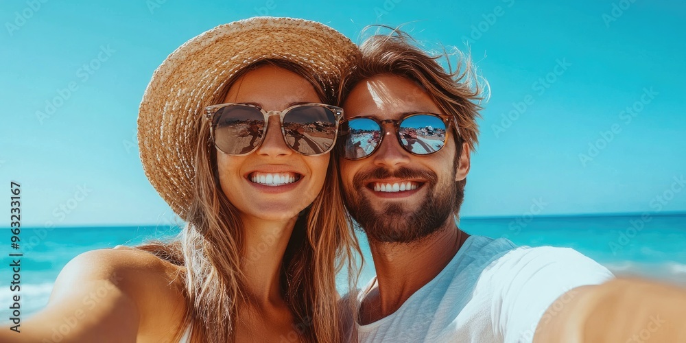 A couple snapping a selfie while enjoying their vacation together. A couple snapping a selfie while enjoying their vacation together.