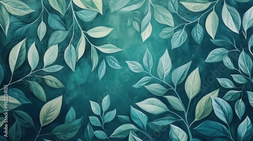 Teal Leaves Pattern