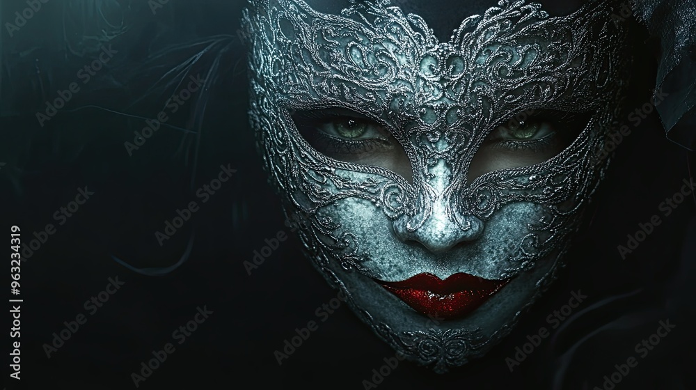 Gothic masquerade mask, intricate designs, shadowy ballroom, Watercolor style Gothic masquerade mask, intricate designs, shadowy ballroom, Watercolor style