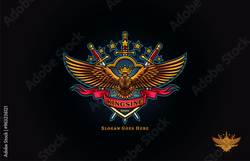 Heraldic Golden Eagle Logo, vector illustration