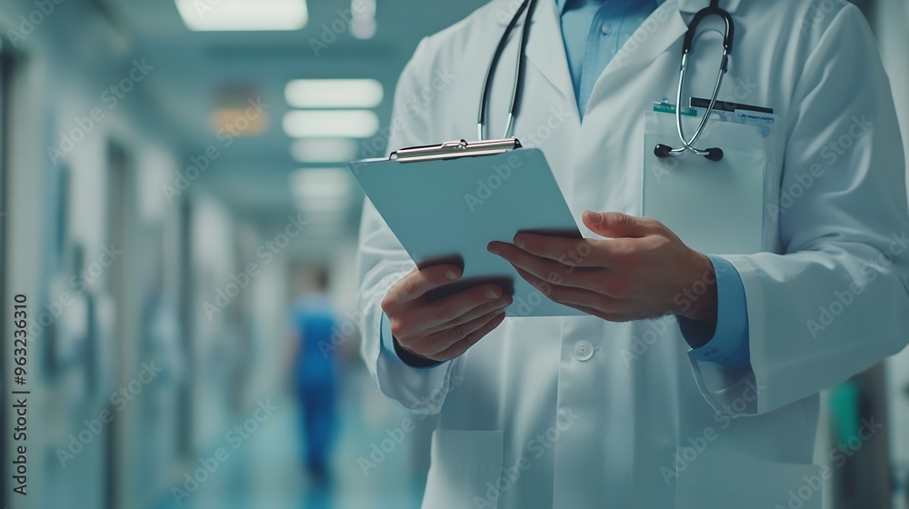Doctor Showing Medical Codes Training Presentation In Hospital : Generative AI Doctor Showing Medical Codes Training Presentation In Hospital : Generative AI