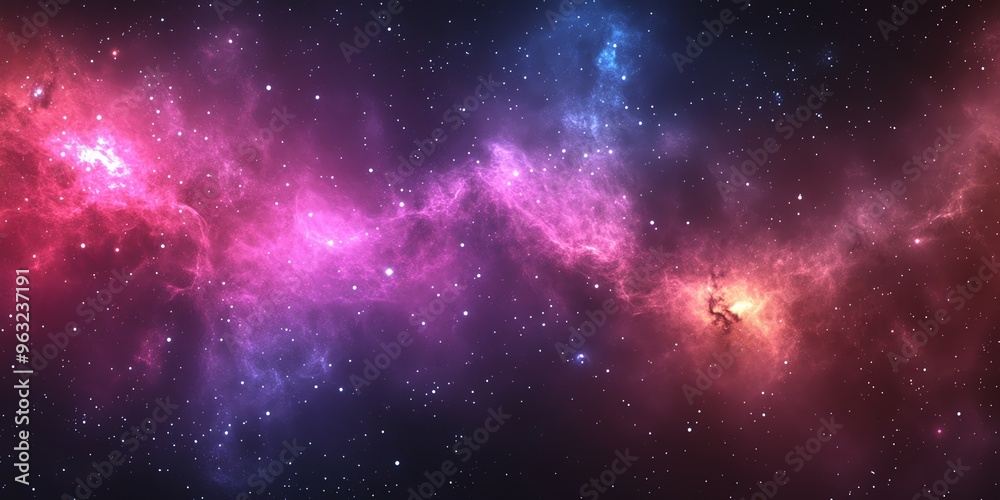 Naklejka premium Cosmic Nebula with Stars and Galaxies.