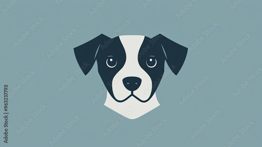 A minimalist dog face icon, focusing on simple shapes and clean lines.