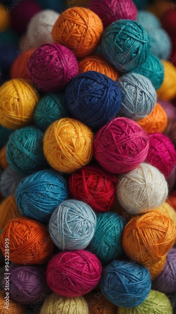 An bunch of colorful balls of yarn in a pile. An bunch of colorful balls of yarn in a pile.