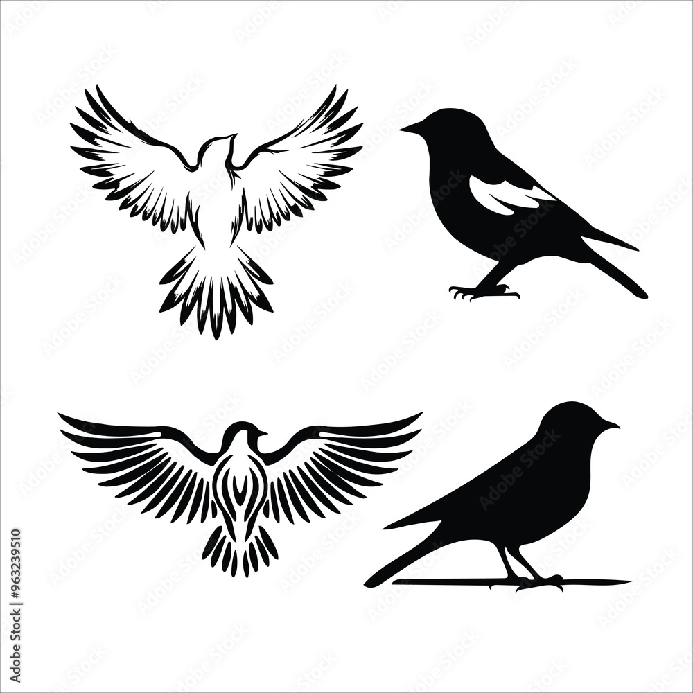 Fototapeta premium All type of Bird silhouette vector illustration