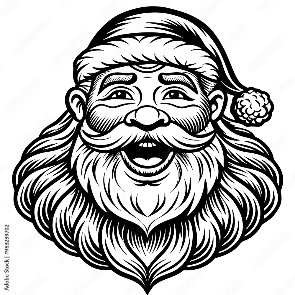 Santa face silhouette art design on white background. Santa face silhouette art design on white background.