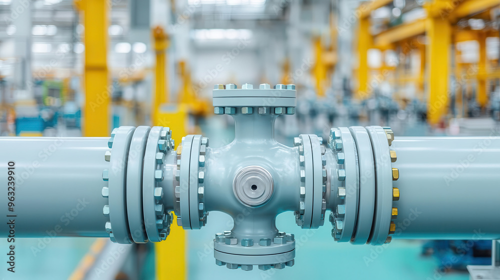 A detailed view of a specialized valve designed for highpressure pipes in a factory A detailed view of a specialized valve designed for highpressure pipes in a factory