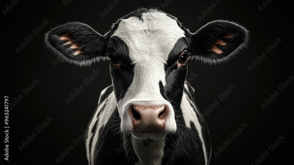 Detailed cow icon with realistic shading and textures, perfect for premium product packaging. Detailed cow icon with realistic shading and textures, perfect for premium product packaging.