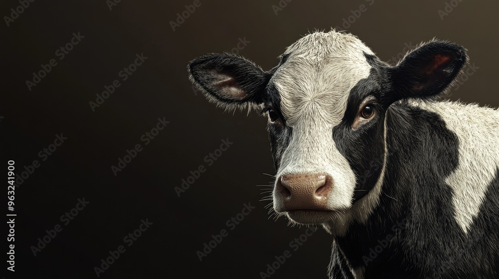 Detailed cow icon with realistic shading and textures, perfect for premium product packaging. Detailed cow icon with realistic shading and textures, perfect for premium product packaging.