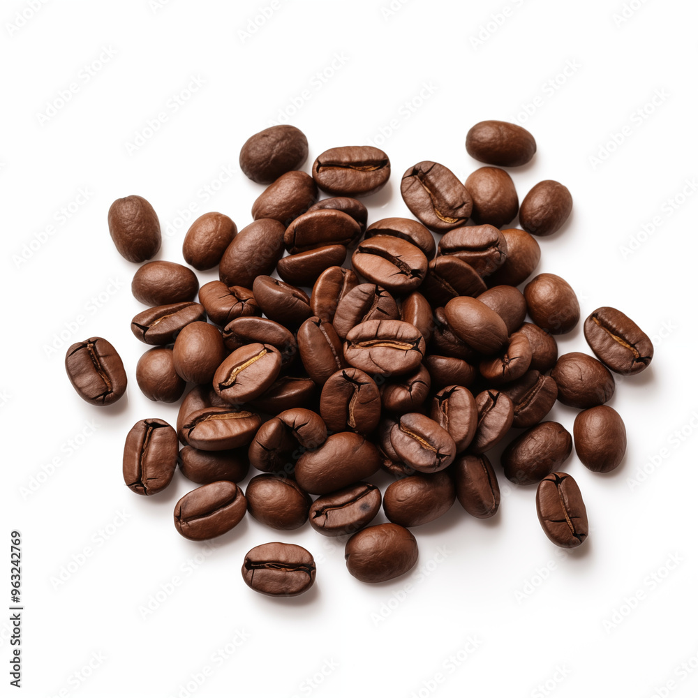 Roasted Coffee Beans Close Up Isolated on White Background Roasted Coffee Beans Close Up Isolated on White Background