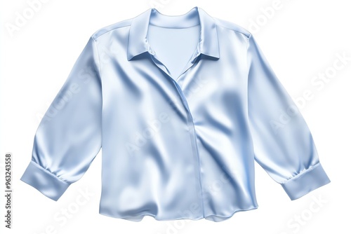 Elegant light blue silk blouse perfect for casual or formal occasions, featuring a relaxed fit and soft fabric for comfort.