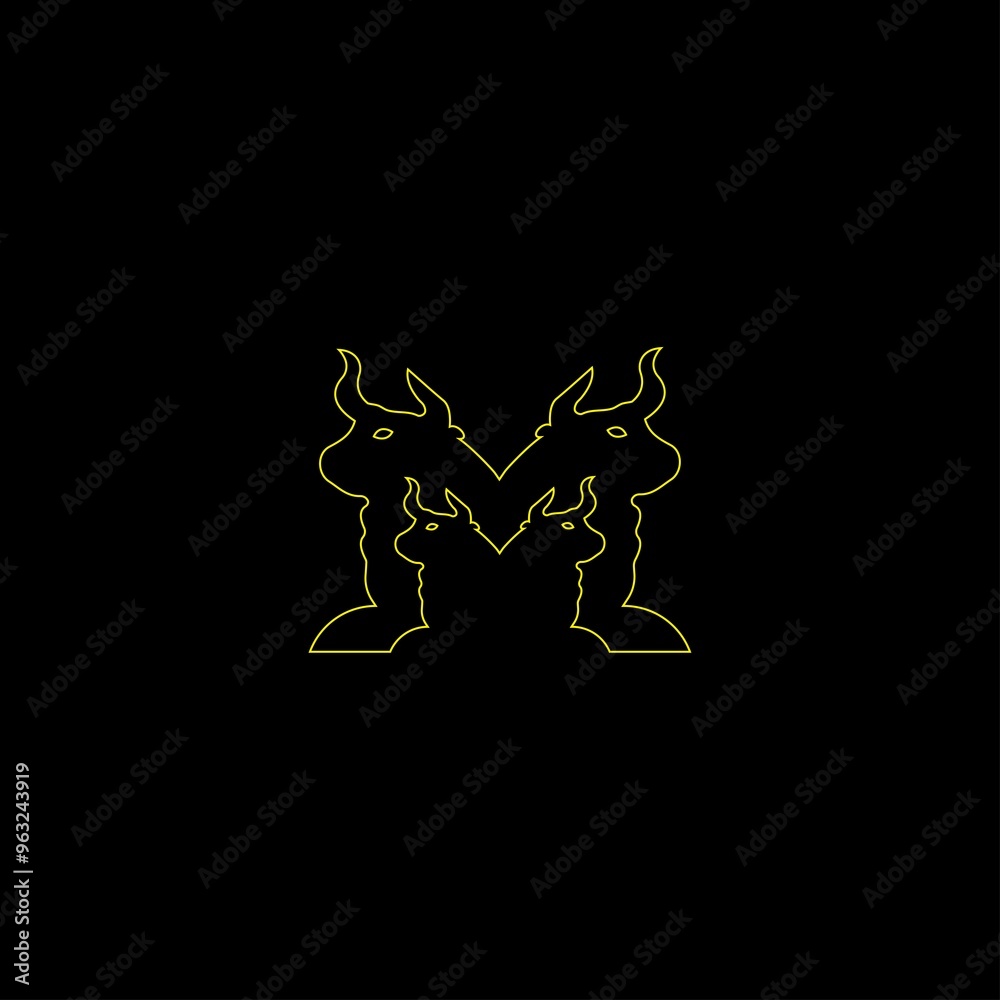black bull monoline logo design illustration black bull monoline logo design illustration