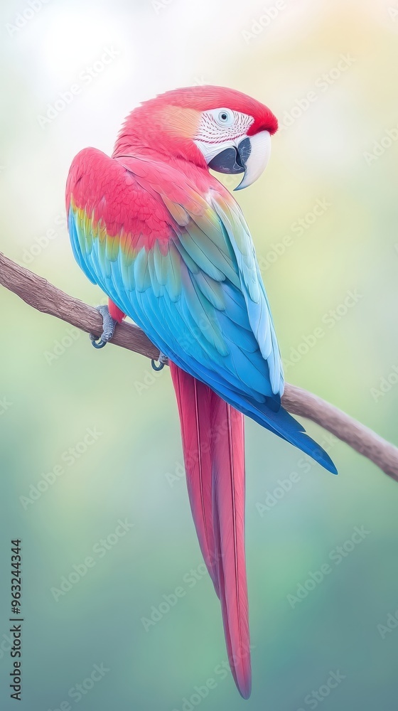 Fototapeta premium A colorful parrot is perched on a branch