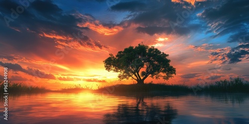 Stunning sunset sky, providing a beautiful natural backdrop.