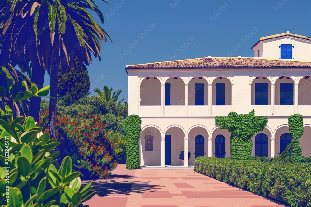 Eco-friendly exterior design of a modern Indian house.. Beautiful simple AI generated image Eco-friendly exterior design of a modern Indian house.. Beautiful simple AI generated image