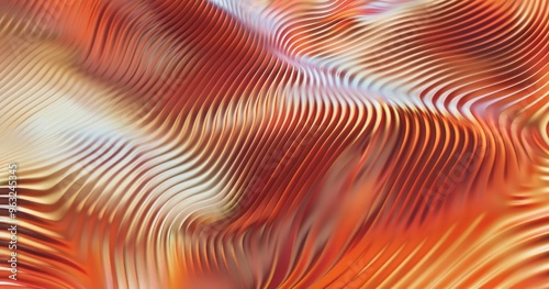 A dynamic abstract design with flowing lines in warm orange and gold tones.