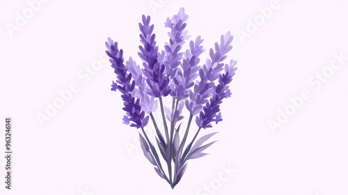 Lavender icon with soft purple hues, delicately arranged in a bouquet, symbolizing calm and peace.