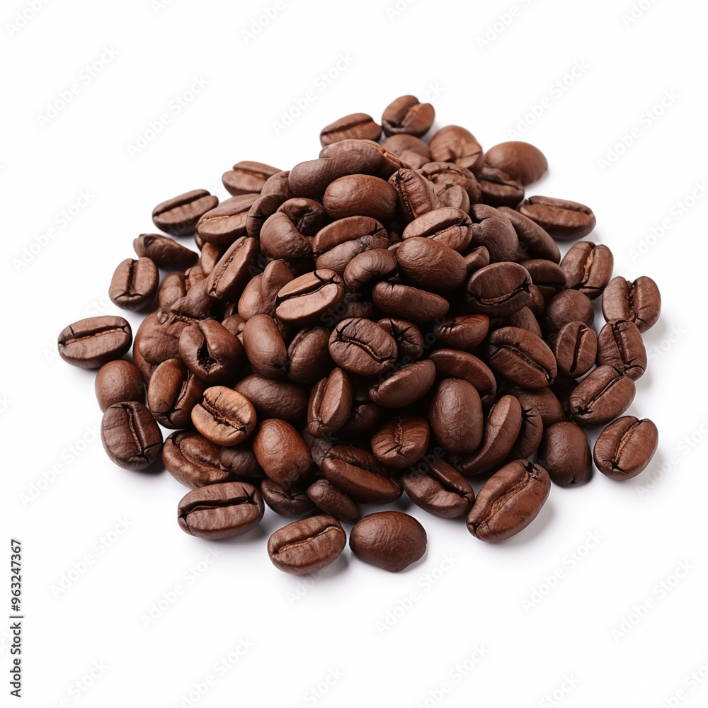 Roasted Coffee Beans Close Up Isolated on White Background Roasted Coffee Beans Close Up Isolated on White Background