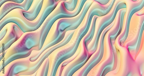 A smooth, abstract wave pattern with pastel colors creating a calming visual effect.