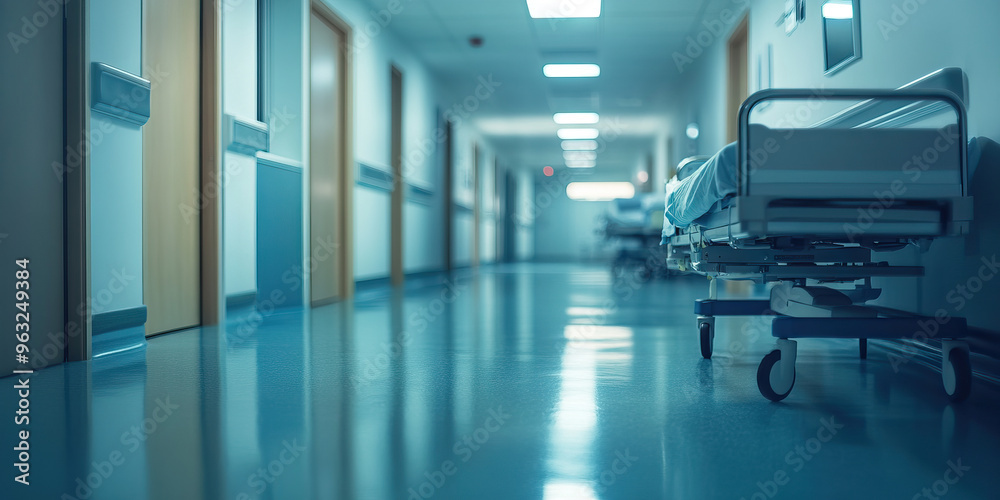 Obraz premium Muffled Screams of the Suffering - A hospital room filled with the sterile scent of antiseptic and the pained murmurs of the patients.