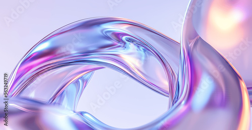 Abstract Iridescent Liquid Glass Sculpture in Soft Pastel Gradient Colors