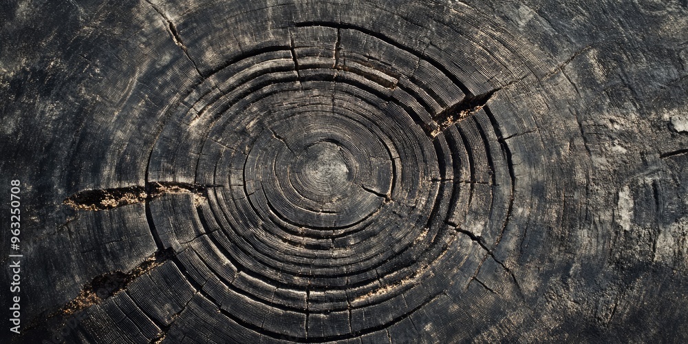 Fototapeta premium Warm gray texture of a tree stump, with detailed organic rings.