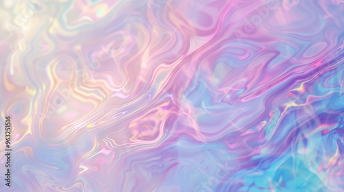 A dreamy holographic background with a soft, pastel gradient and swirling patterns, ideal for creating a sense of tranquility and wonder.