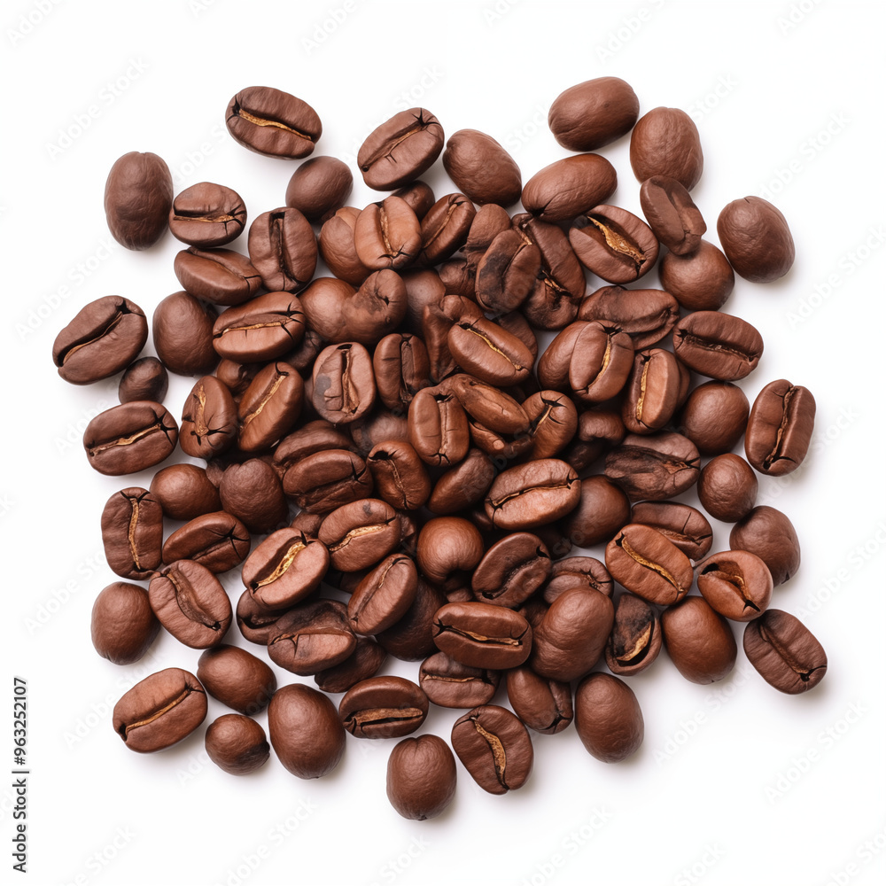Naklejka premium Roasted Coffee Beans Isolated on White Background