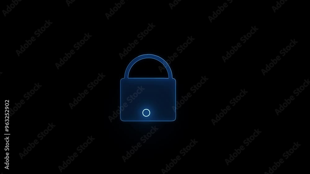 Pad lock glowing lighting animation