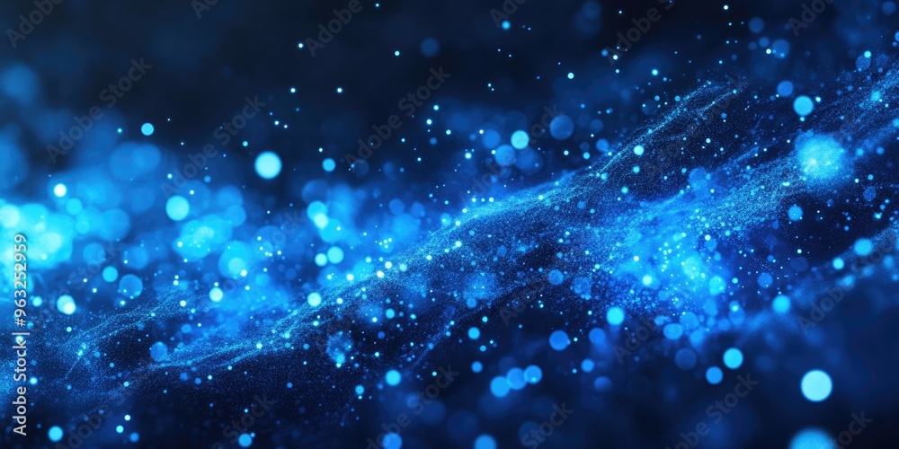 Dark blue background with glowing particles. Dark blue background with glowing particles.