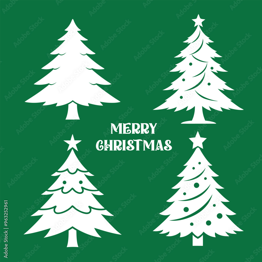 Obraz premium Christmas tree silhouette vector and illustration, Christmas trees vector