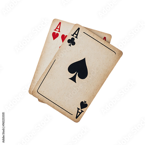 Playing Cards Aces Artwork, Two Aces Illustration, Vintage Card Design, Ace of Spades and Ace of Hearts Image, Poker Cards