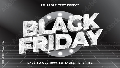3d black friday gradient glitch text style effect template editable text effect
