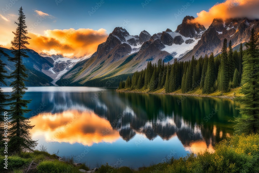 Beautiful sunset in the lake Beautiful sunset in the lake