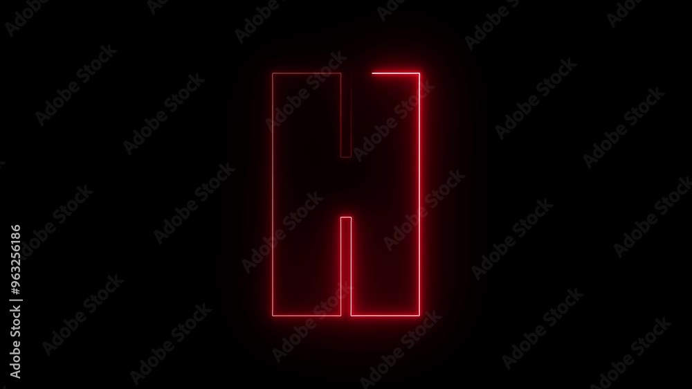 H text icon animation by red neon on black background. H text icon animation by red neon on black background.