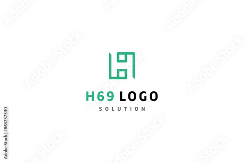 Template logo design solution with letter K and 69 (sixty nine) number enscrypted in