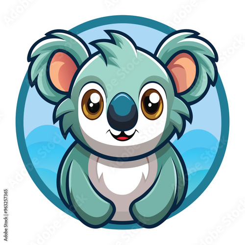 Cute Cartoon Koala Bear with Blue Background