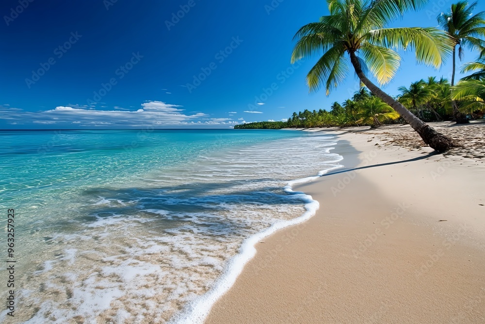 Beautiful beach, soft sand, gentle waves offers a place of relaxation and escape, where worries melt away Beautiful beach, soft sand, gentle waves offers a place of relaxation and escape, where worries melt away