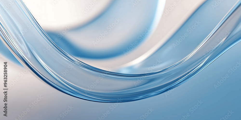 Fototapeta premium Abstract Blue Fluid Waves Featuring Smooth, Glass-Like Curves Creating a Futuristic and Serene Design