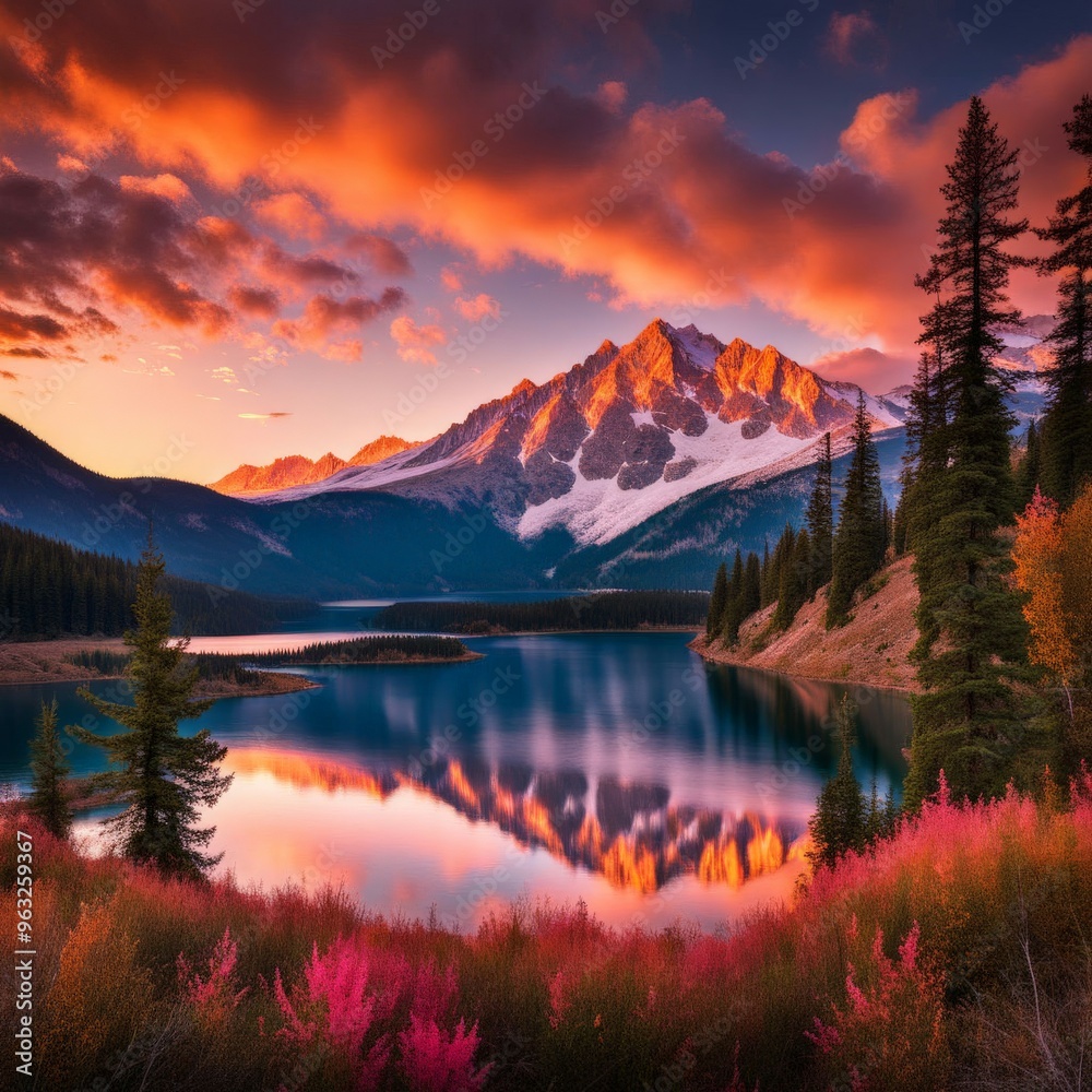 Beautiful sunset in the mountains Beautiful sunset in the mountains