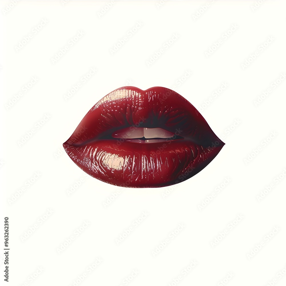 Obraz premium Captivating Red Lips Hyper Glamour Portrait of Feminine Sensuality