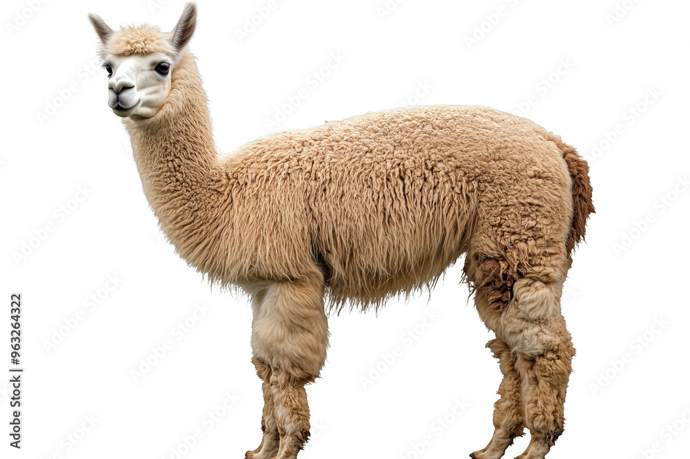 Fototapeta premium Funny alpaca full-length on transparent background