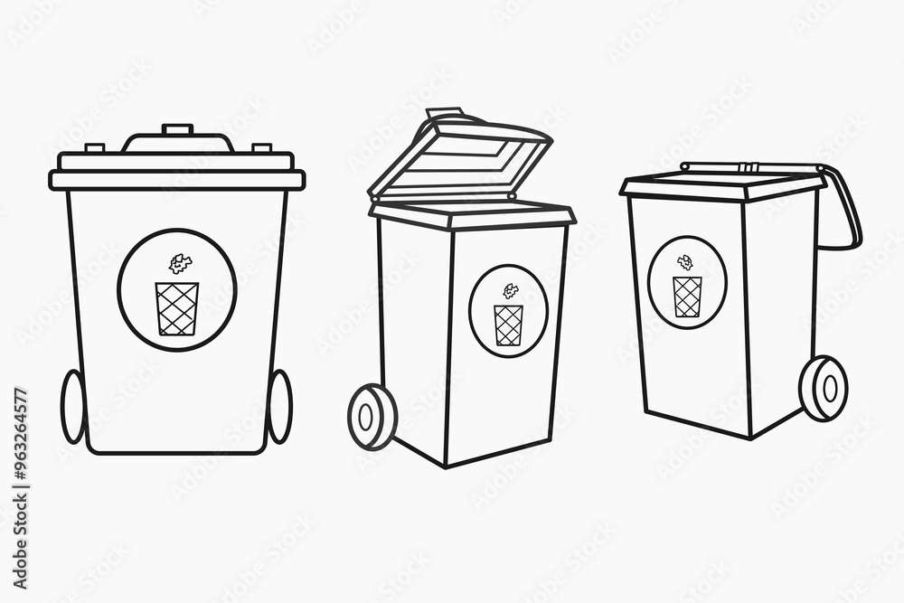Simple Line Drawing of a Recycling Bin Simple Line Drawing of a Recycling Bin