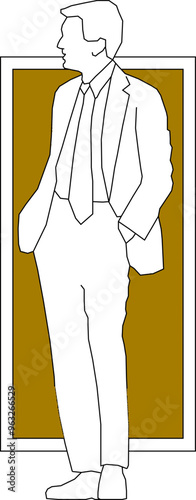 Vector sketch illustration of a silhouette design of a profile of an employee doing activities in a style in a box frame