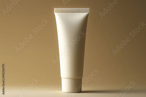 White Plastic Cosmetic Tube Mockup on Brown Background