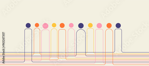 Equity abstract banner for disability and gender equality. Social justice and employment equity minimalism illustration