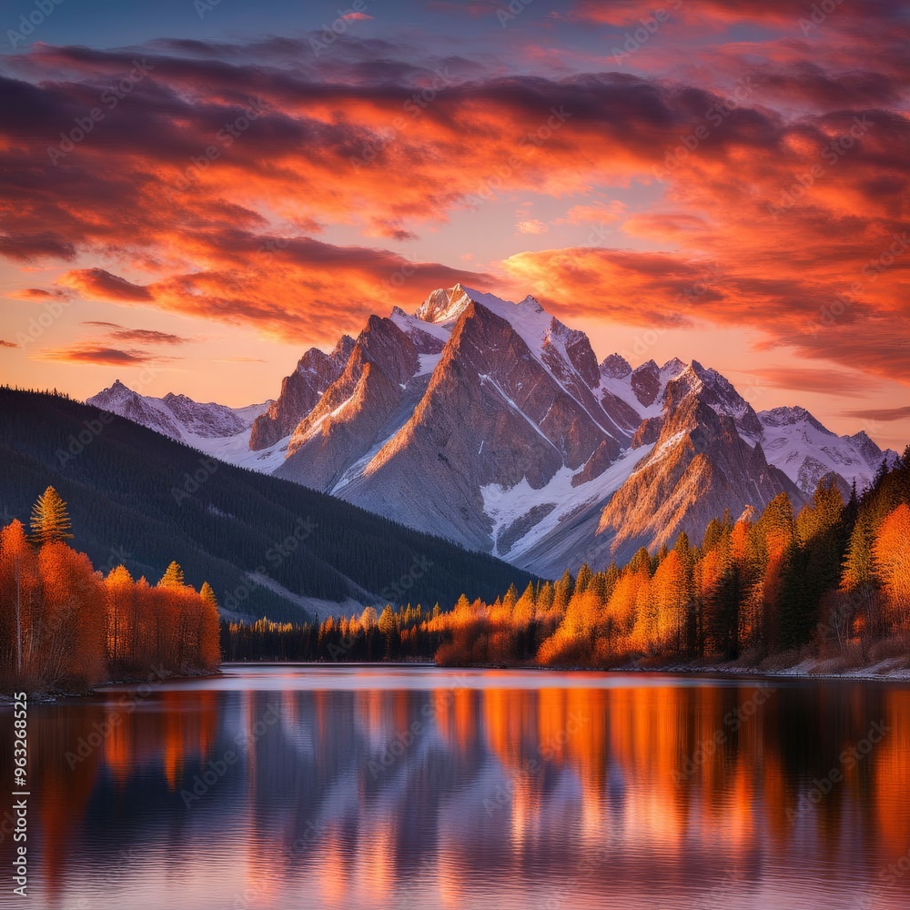 Fototapeta premium Beautiful sunset in the mountains
