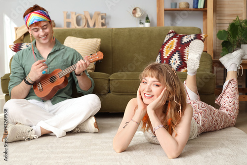 Couple of hippies playing u...
