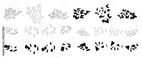 shards vector silhouettes. broken pieces. vandalism